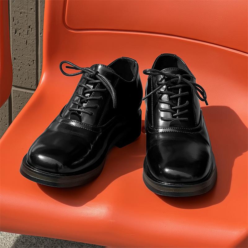 2025 Spring Large Size Men's Leather Shoes Business Dress Leather Shoes Glossy Casual Men's Leather Shoes Youth Versatile G004