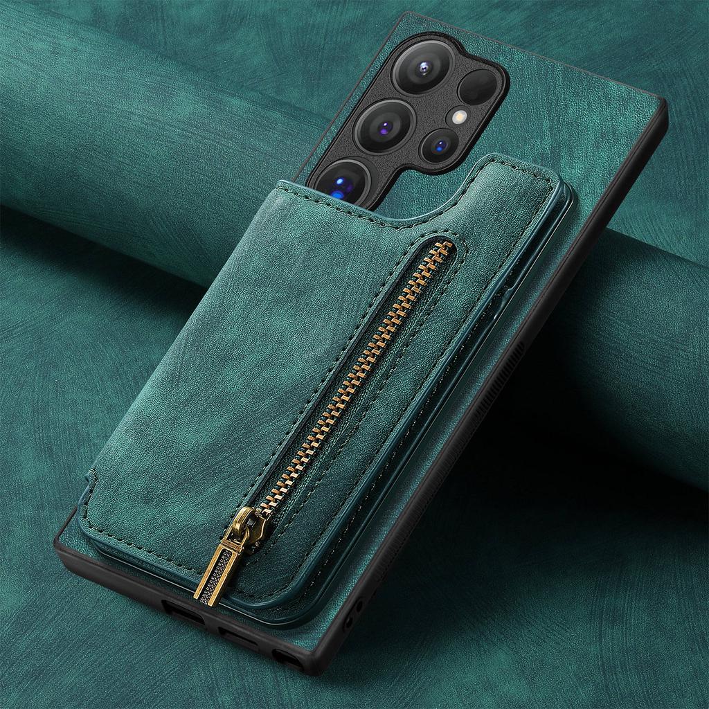 Zipper Cards Solt Wallet Leather Double Buckle Magnetic Case For Samsung Galaxy S24 Ultra S23 Plus S22 A55 A35 A15 A05 Cover