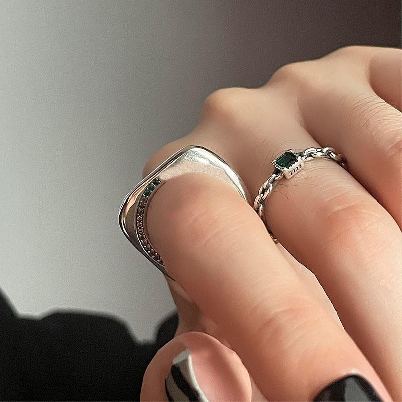 Vintage Inspired Chic Adjustable Copper Ring With Colorful Geometric Design Women For