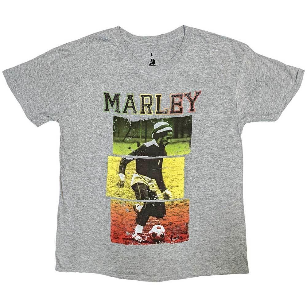 Bob Marley Football Text Mens Grey T Shirt: Large 2XL