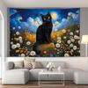 Nocturnal Serenity Black Cat Tapestry  Perfect for Cozy Unique Enchanting  Dreamy Home Decor with Artistic Charm