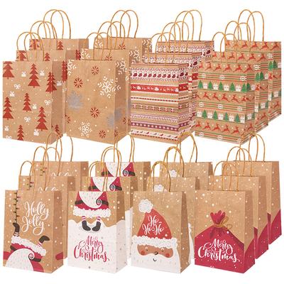 5 bolsas de regalo de papel Kraft, cajas para envolver galletas y dulces de Feliz Navidad, regalos navideños para niños, decoración para fiestas de Año Nuevo 2025