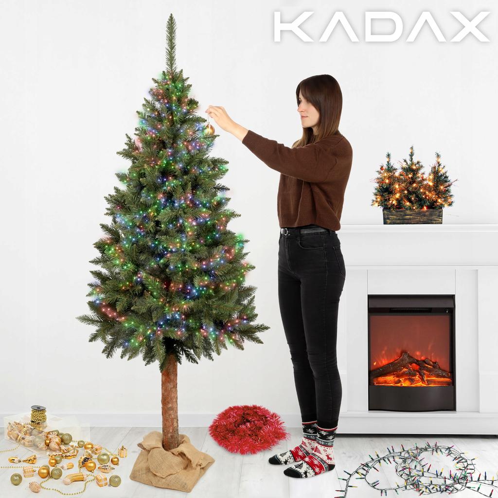 KADAX Vánoční stromek na kmeni umělý 220 cm Smrk přírodní