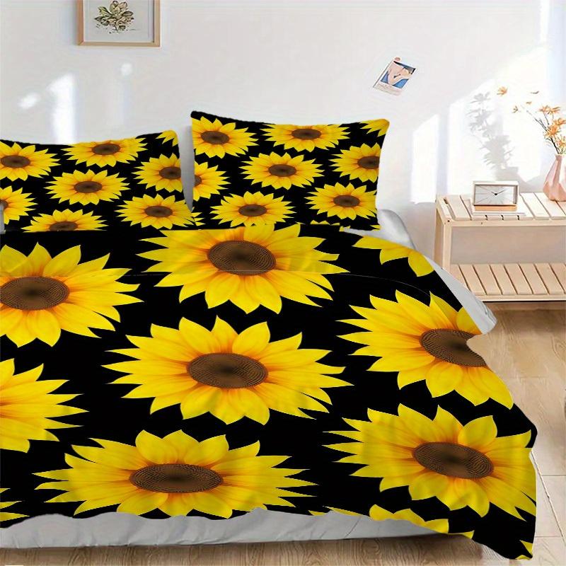 

3pcs Sunflower Pattern Bedding Set, Ideal for Home Use, Suitable for Bedroom Decor (1*Duvet Cover + 1/2*Pillowcases, No Core) yy250821181 135x200cm