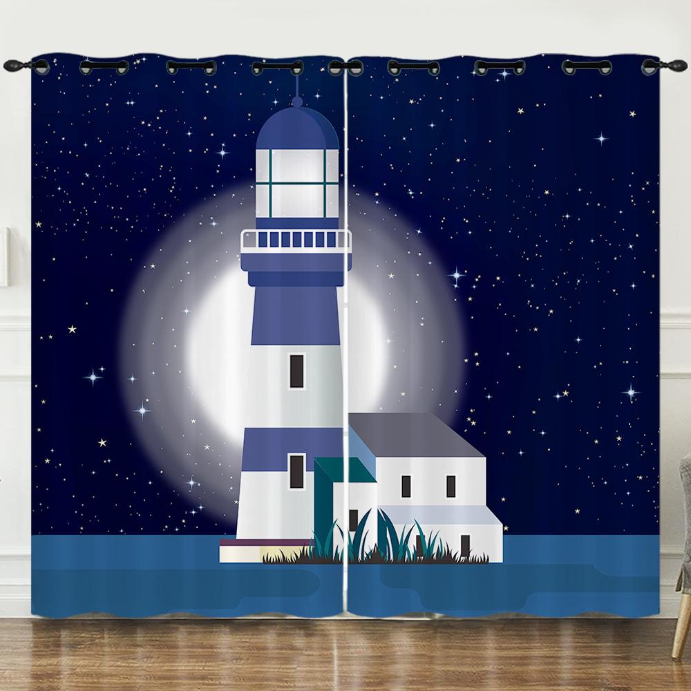 

Занавеска Мультяшный Смотровая площадка 3D Цифровая печать Затемняющая занавеска На люверсах 97cm*114cm*2