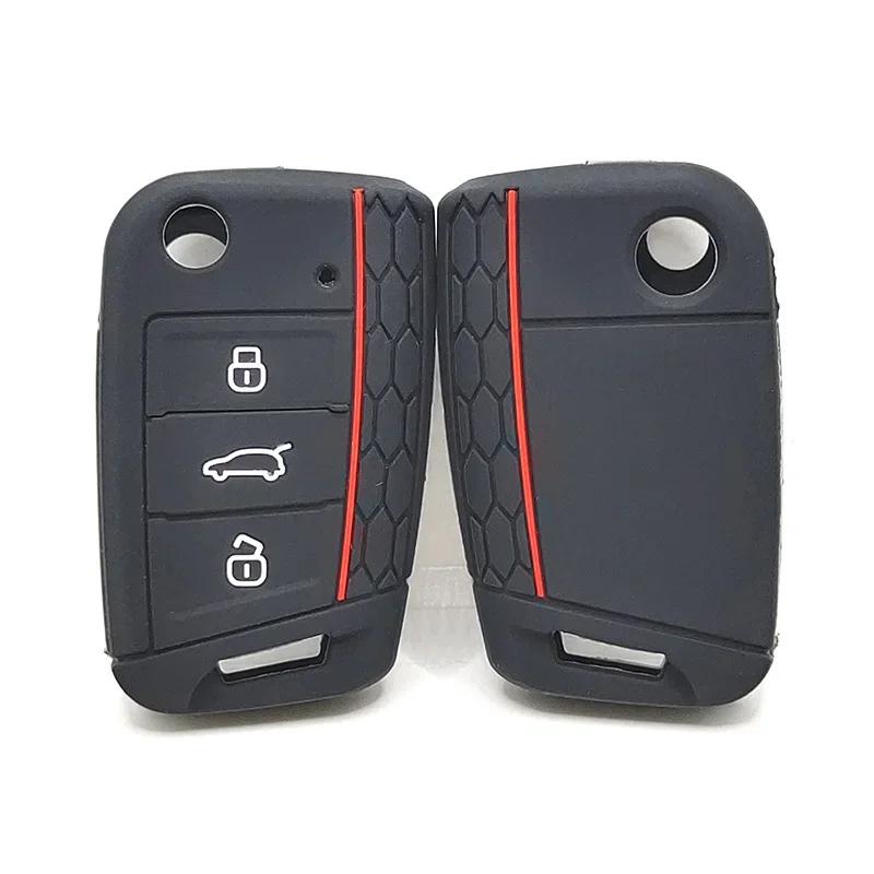 3 Button Flip Key Silicone Cover Fit for VW GOLF 7 MK7 SKODA SEAT 2014 2015 2016 FOB HULL OCTAVIA COMBI LEON IBIZA CUPTRA Case