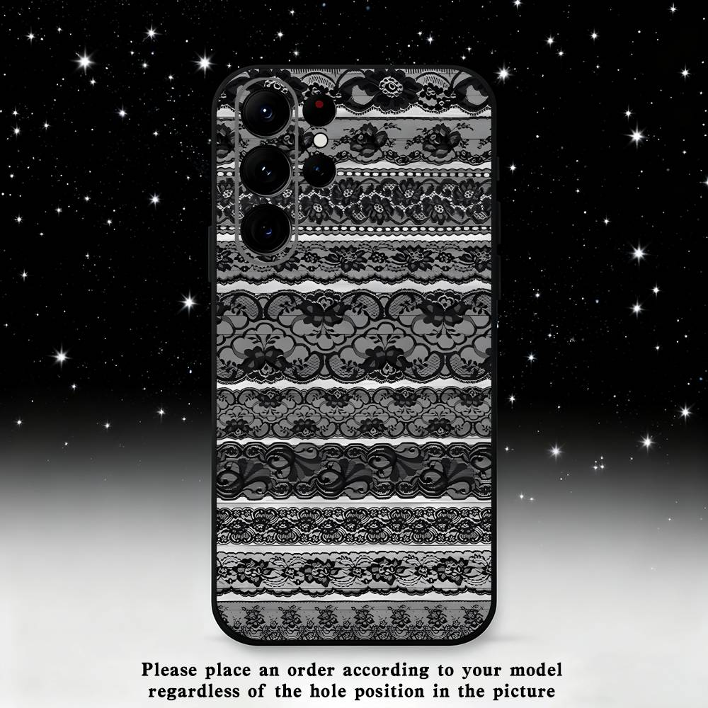 

Gothic lace pattern Phone Case For Samsung S 25,24,23,22,30,21,10,9,Ultra,Plus,Lite,FE,4,5 G Black Soft Case Samsung S30plus5G