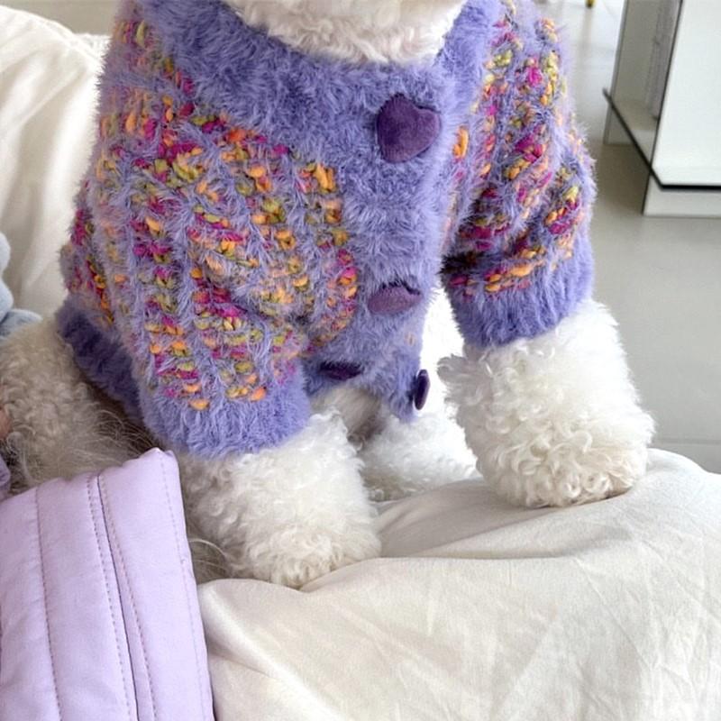 Winter Dog Clothes Fashion Solid Dog Cardigan Sweater Warm Soft Puppy Kitten Coat Cute Cat Knitted Sweater Yorkie Pet Costumes
