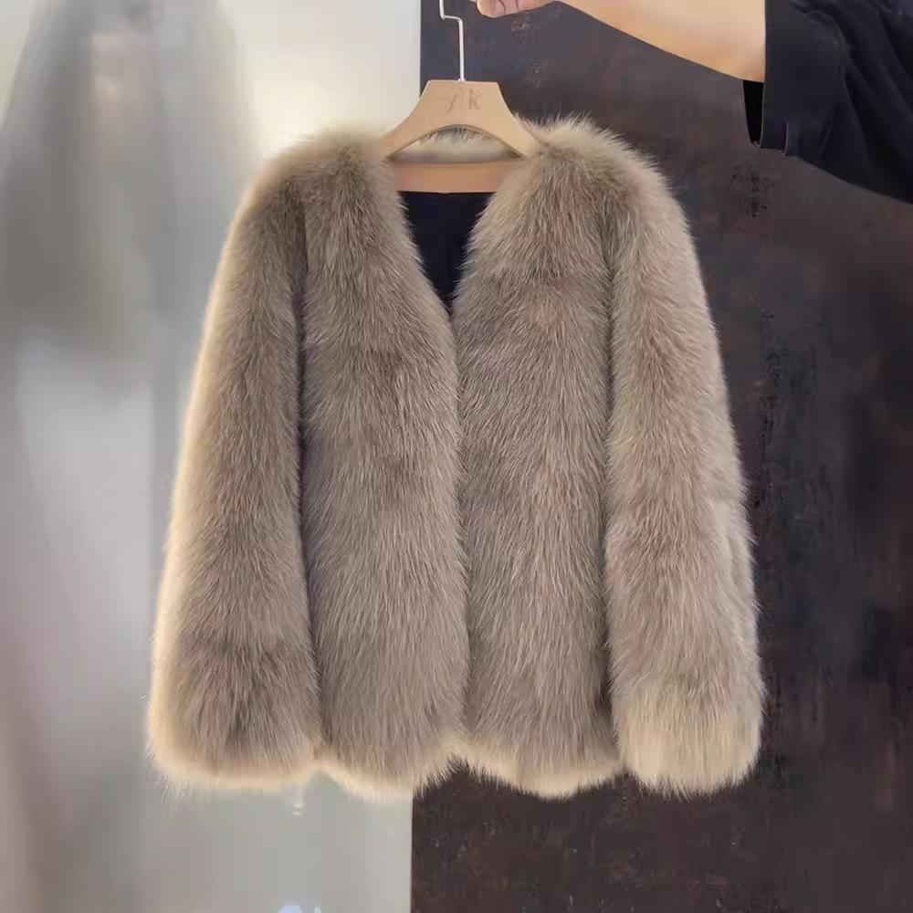 Herbst und Winter Umweltfreundlicher Pelz Pelzmantel Damen Mittel und Lang Verdickt Warm Leichter Luxus Fuchspelzmantel