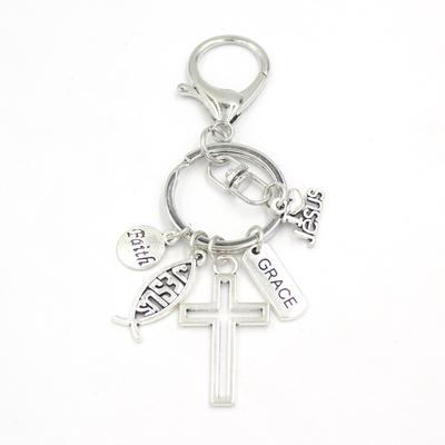Nuovo Arrivo Portachiavi Gesù Grazia Croce Fede Portachiavi Portachiavi Supporto Ciondolo Borsa Accessorio Gioielli Regali di Natale Donne Uomini