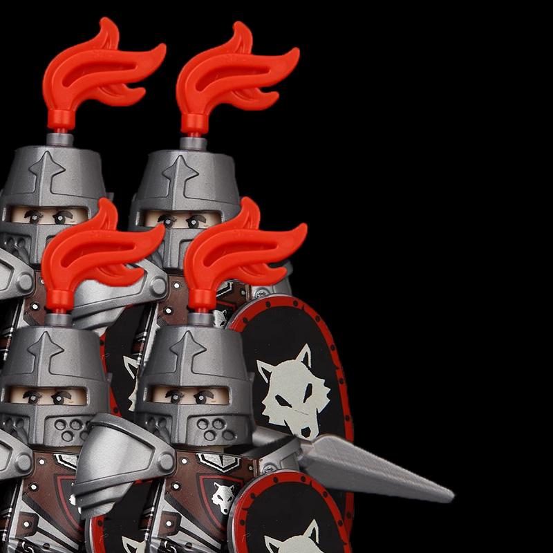 Medieval Soldier Knight Figure MOC Building Block Green Dragon Castle Infantry Orcs Pirate Roman Cavalry Weapons Toys Gifts D122