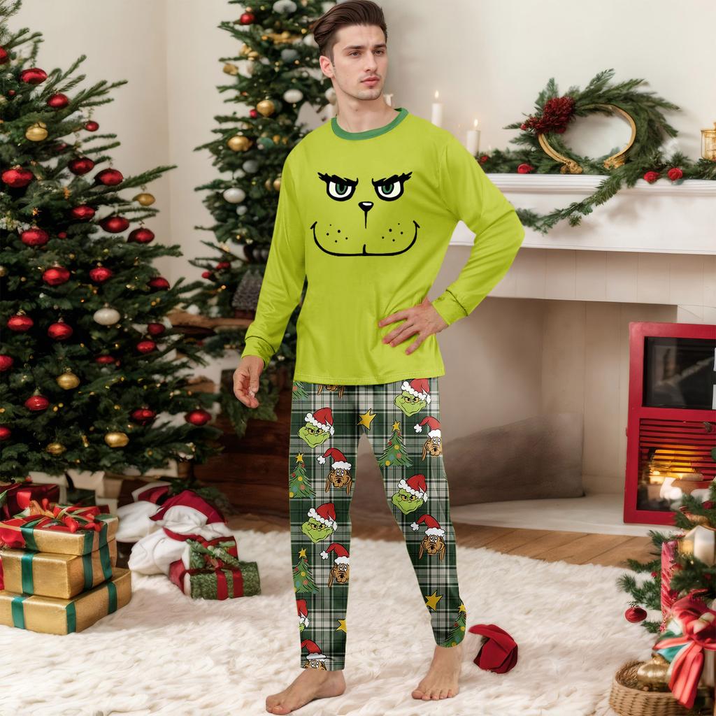 Christmas Print Cute Family Set Pajamas, Home Clothes, Family Set Long Sleeve Top Pants Set