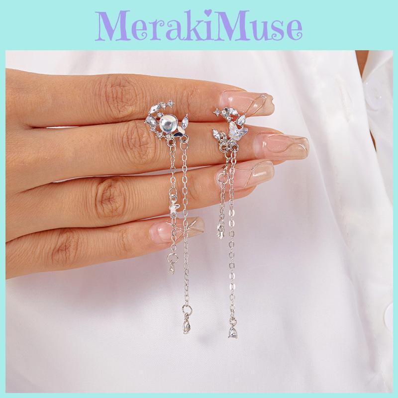 Waterdrop Butterfly Stud Earrings With Alloy And Pearl For Elegant Women