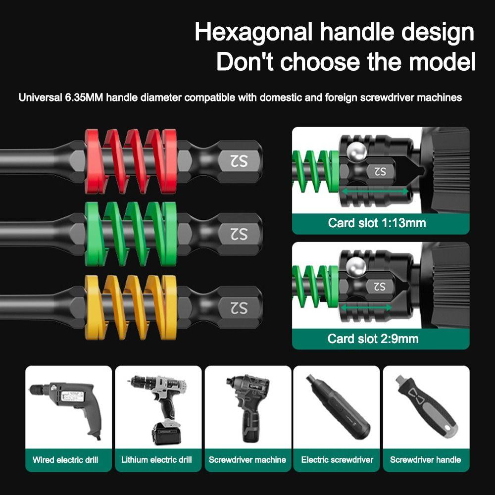 1/2/3Pcs Durable Non-slip Magnetic Bit with Spring Hexagonal Electric Screwdriver Cross Batch Head Electrician Tools