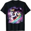 Space Cat Riding Unicorn Graphic Print Mens Cotton Casual Crewneck Tshirt