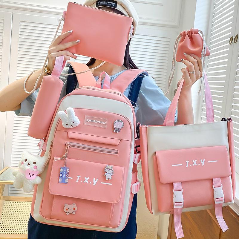 Primary School Boys Five Piece Set Junior High School Students High School Students Backpack Female College Students Backpack