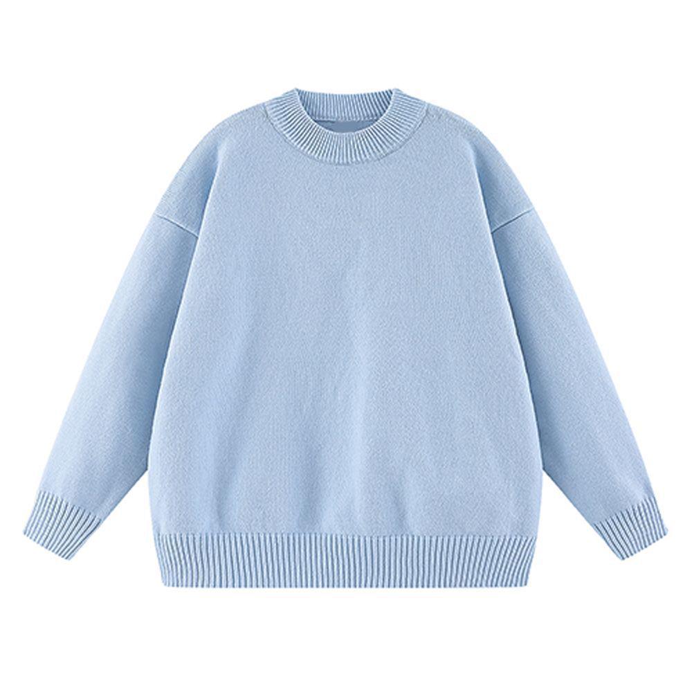 680g Heavyweight Knit Sweater with Faux Rabbit Fur Style, Round Neck, Unisex, Autumn/Winter, Customizable Inner and Outer Layers