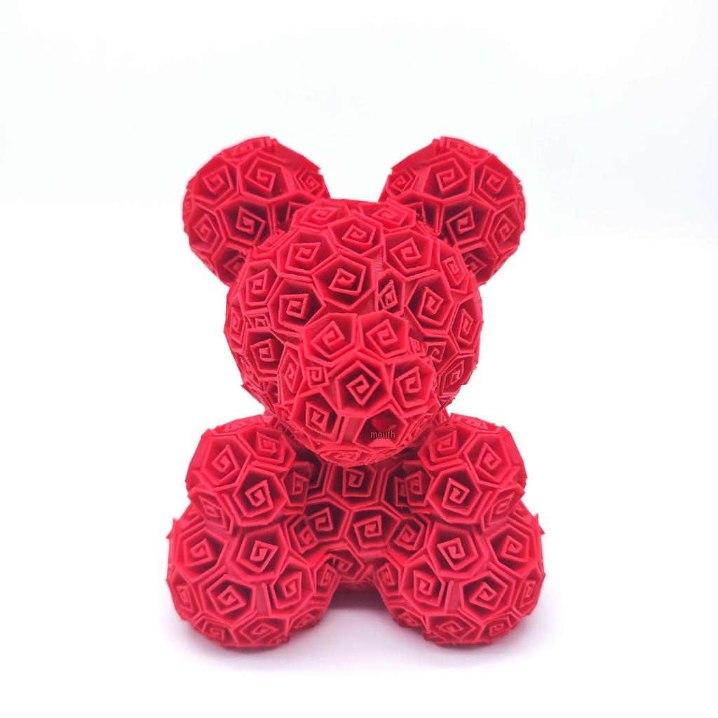 3D Printed Rose Bear Desktop Ornament - Valentine's Day or Birthday Gift Souvenir