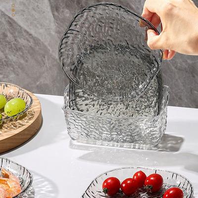 1/4/8 st Nytt Glaciärmönster Spottbenstallrik Transparent med Bottenfäste Fruktfat Snacksfat Hushållsförvaringsset