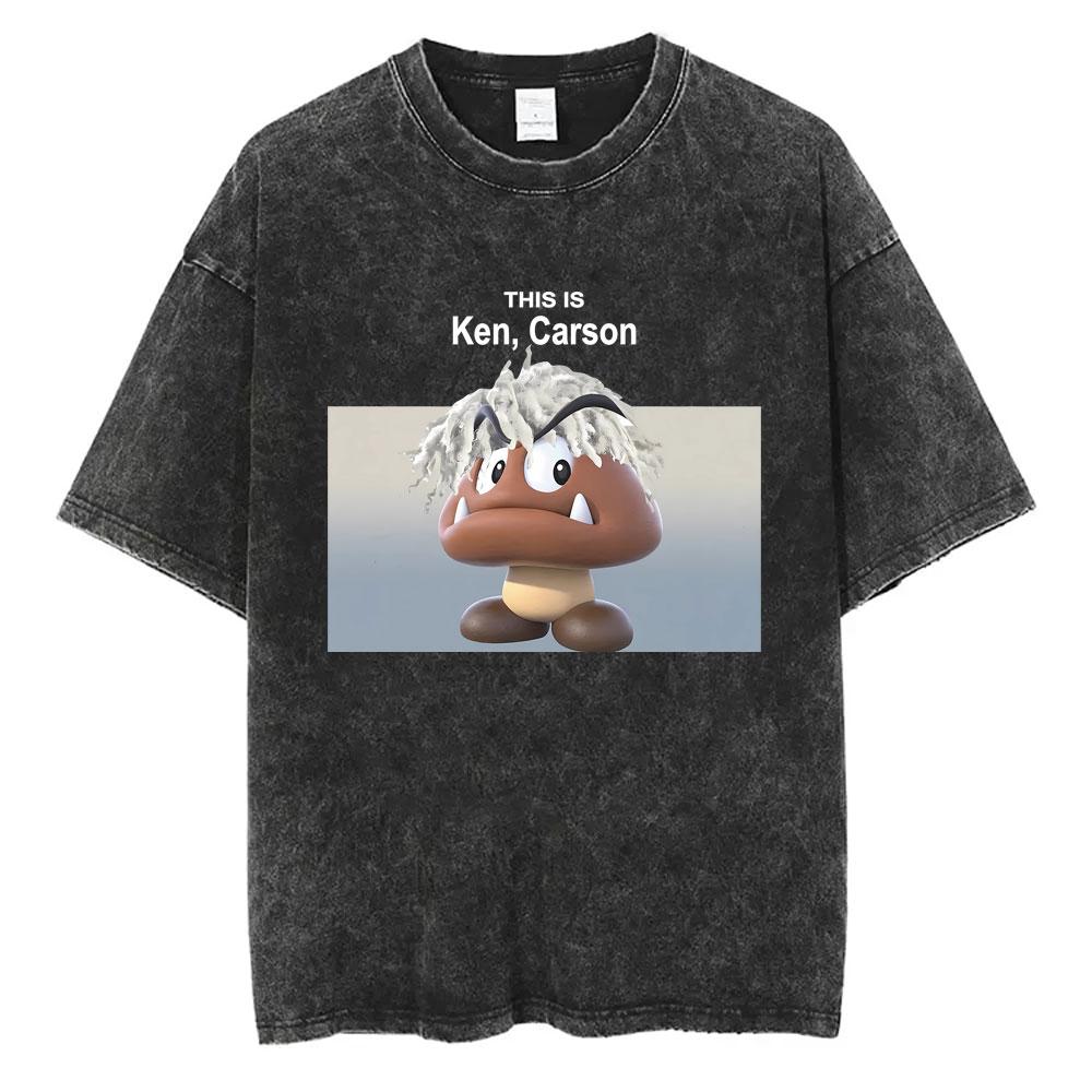 Washed Vintage Rapper Ken Carson A Great Chaos Album Tshirt Men Women Fashion Hip Hop Tshirts Male Casual Oversized T Shirts