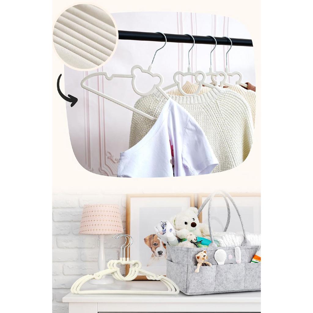 Teddy Bear Velvet Baby Kids Hanger Anti-slip Hanger Set Of 5 Rotating Hooks De231