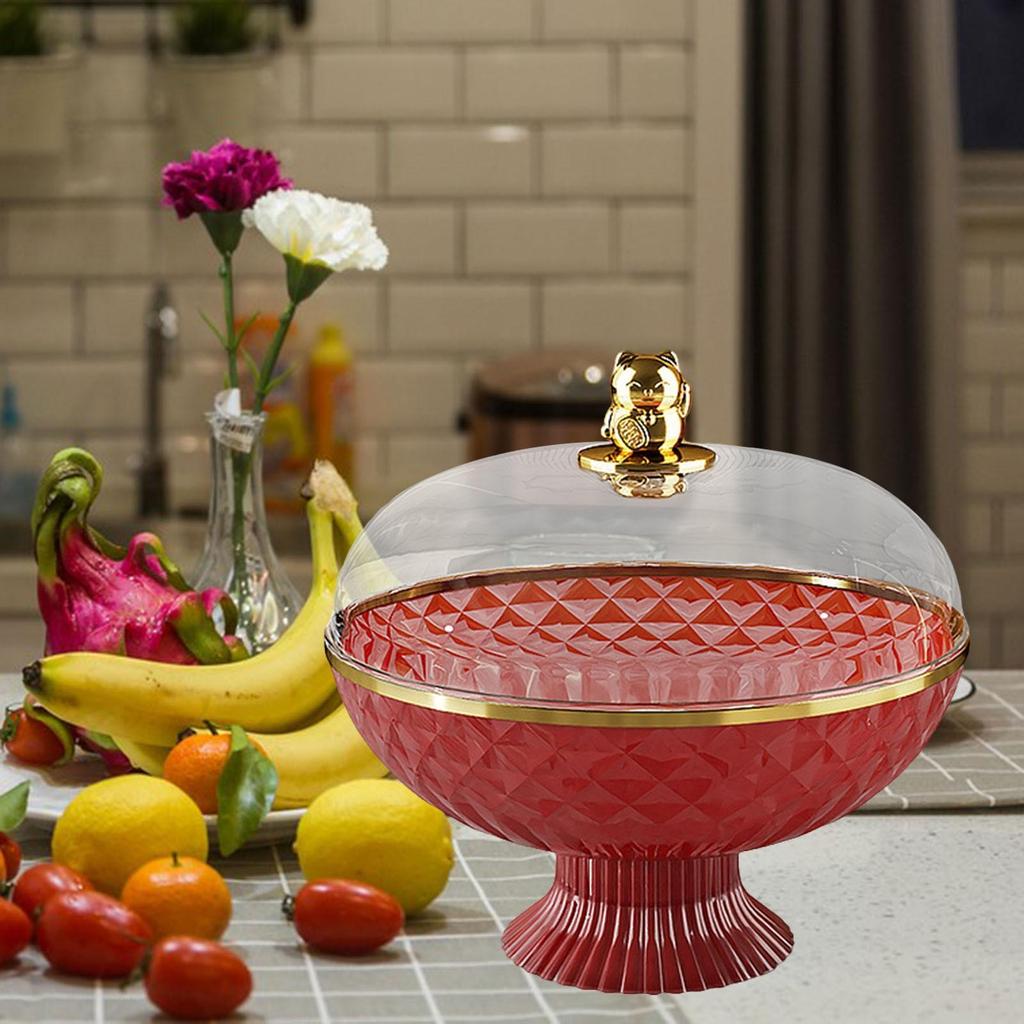 Fruit Basket Pedestal Bowl with Cover 21x25.8cm Decorative Storage Tray Drainage Design for Family Gatherings Lightweight