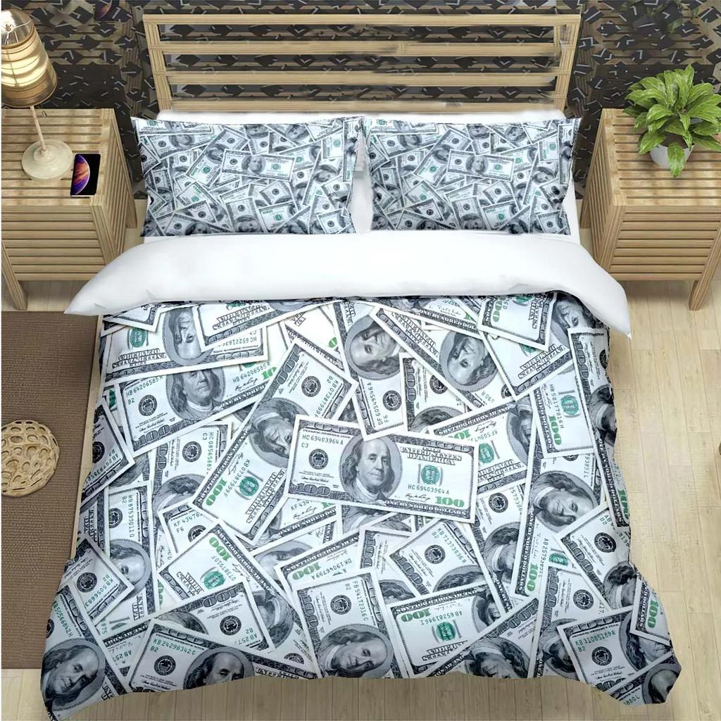 Modische 3D Lustige Geld Dollar Druck Bettwäsche Sets Bettwaren Set Bettbezug Bettdecke Set Bettwäsche Set Luxuriöses Geschenk