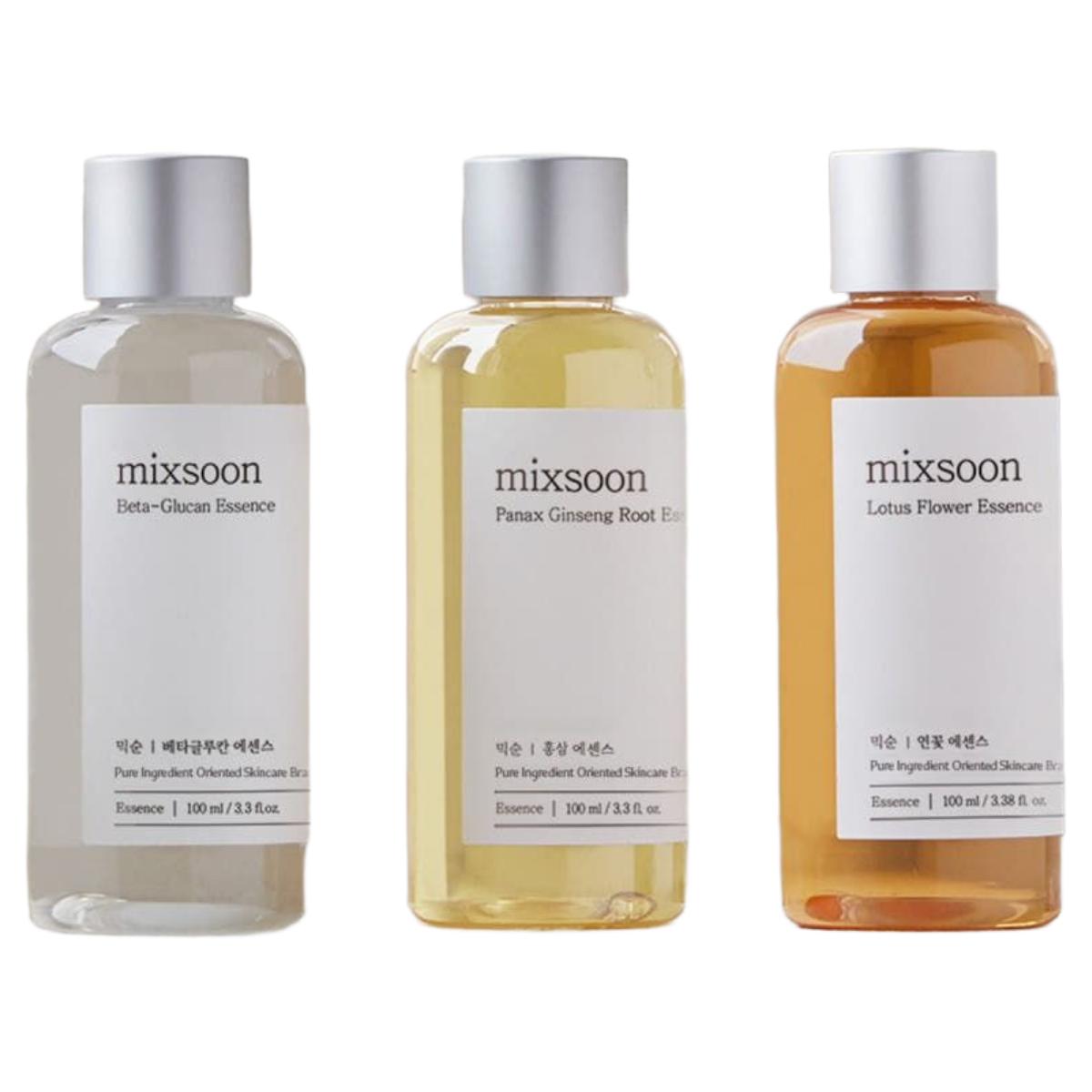 mixsoon Essence Layering Set No.2 (Beta-Glucan + Lotus + Red Ginseng) Vitalizing & Deeply Hydrating Trio