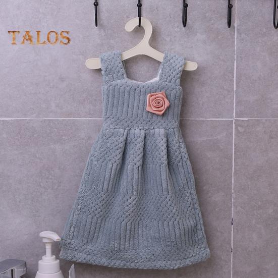 Hand Towel Princess Dress Shape Wipe Towel Soft Coral Fleece Hanging Towel for Home Kitchen Bathroom