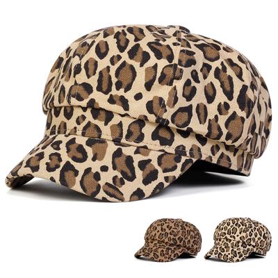 Personalized Leopard Print Octagonal Hat Unisex Outdoor Sunscreen Beret Cap Leisure Painter Hats Student Caps