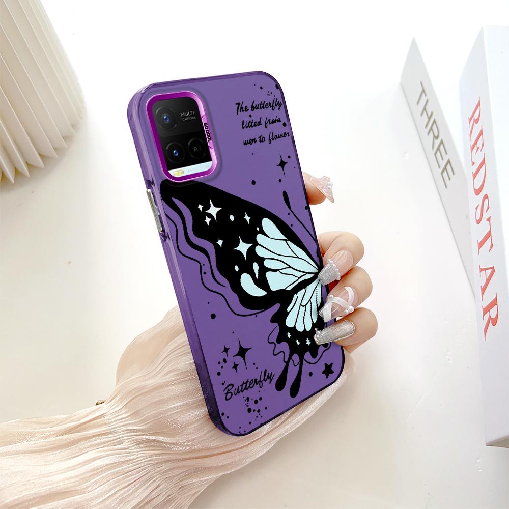 Painted Pattern Colorful Sliver Double Sided Hard Shell Shockproof Anti-fall Phone Casing for Vivo