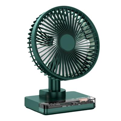 Desktop Clock Fan 90 Egree Shaking Head Height Wind Speed Adjustable 3600mAh Type-C Chargeable Light Portable Fan