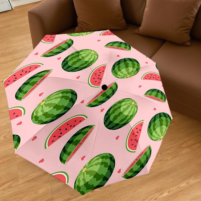 1PC Watermelon Heart Automatic Open/Close Umbrella Compact Folding Umbrella with 8-Rib Shaft Lightweight Esign, Highquality Fabric1200A