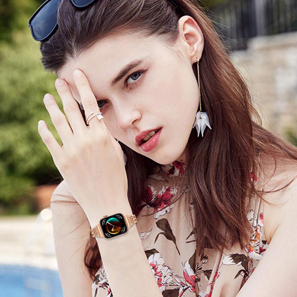 Pro Huawei Watch Fit 3 kovový pásek zdobený kamínky chytré hodinky popruh na zápěstí