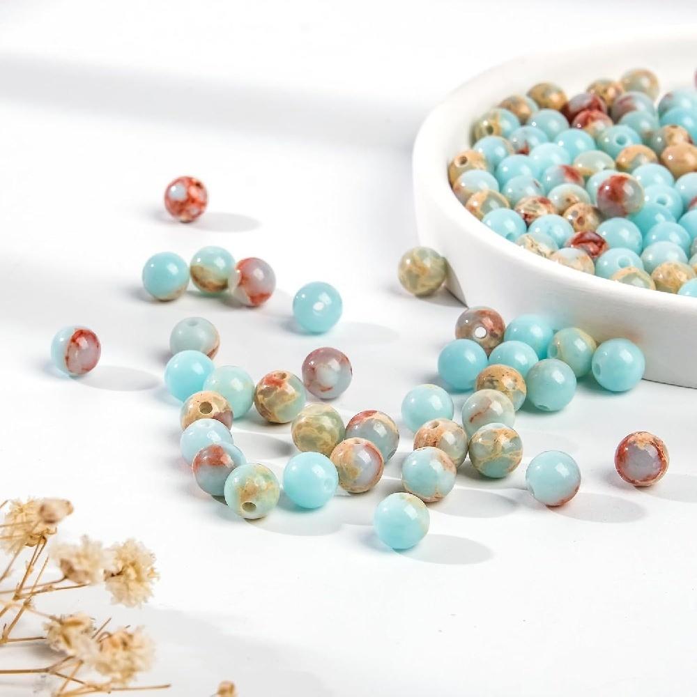 Snake Skin Jaspers Round Natural Stone Beads 15"Strand Smooth Loose Spacer Beads 4/6/8/10/12mm for Jewelry Making DIY Bracelets Accessories