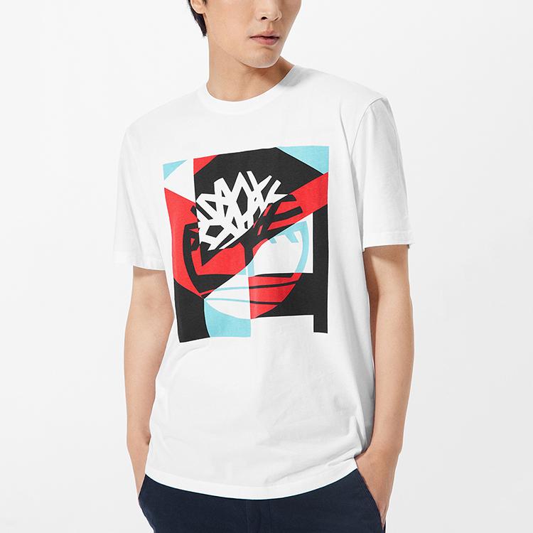 Timberland Outdoor Casual Printed Breathable Crew Neck Short Sleeve T-Shirt Men Tops White A24SD-100