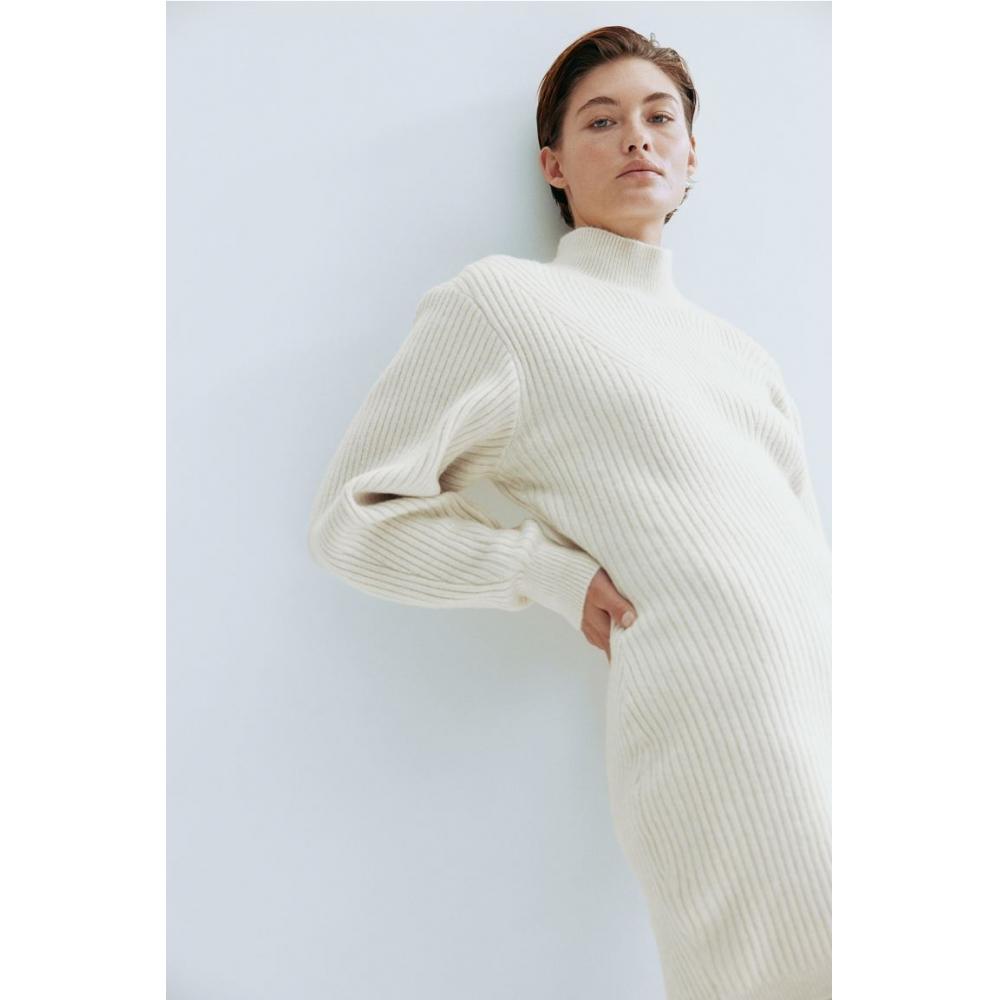 

H M turtleneck dress natural white
