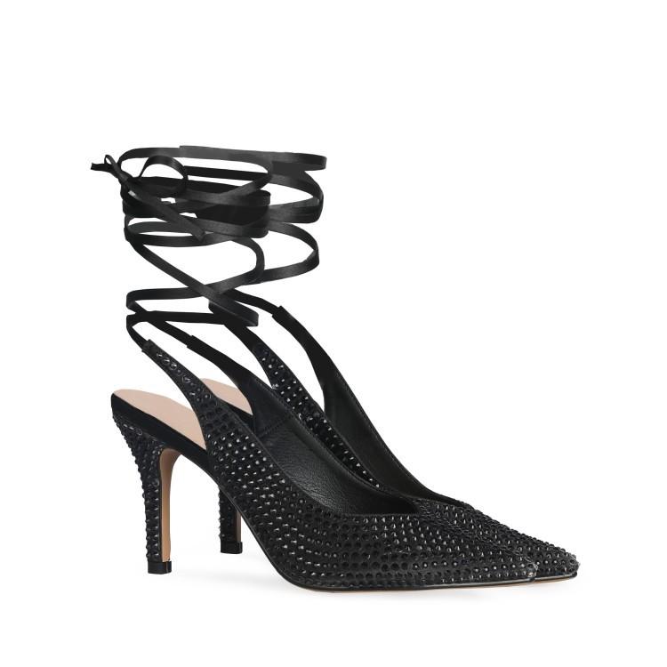 Fashion Summer Rhinestone 10cm High Heel Sandals Women Party Wedding Bride Shoes Large 34-43 Red Orange Blue Satin Banquet Female Shoes