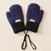 Children's Winter Warm Cashmere-Lined Knitted Mittens with Neck Strap
