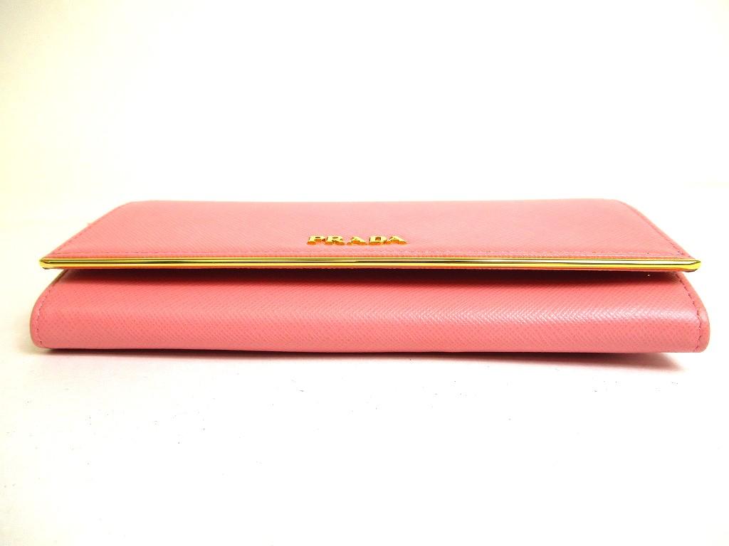Authentic PRADA Saffiano Metal Pink Leather Bifold Long Flap Wallet #a126  Refurbished