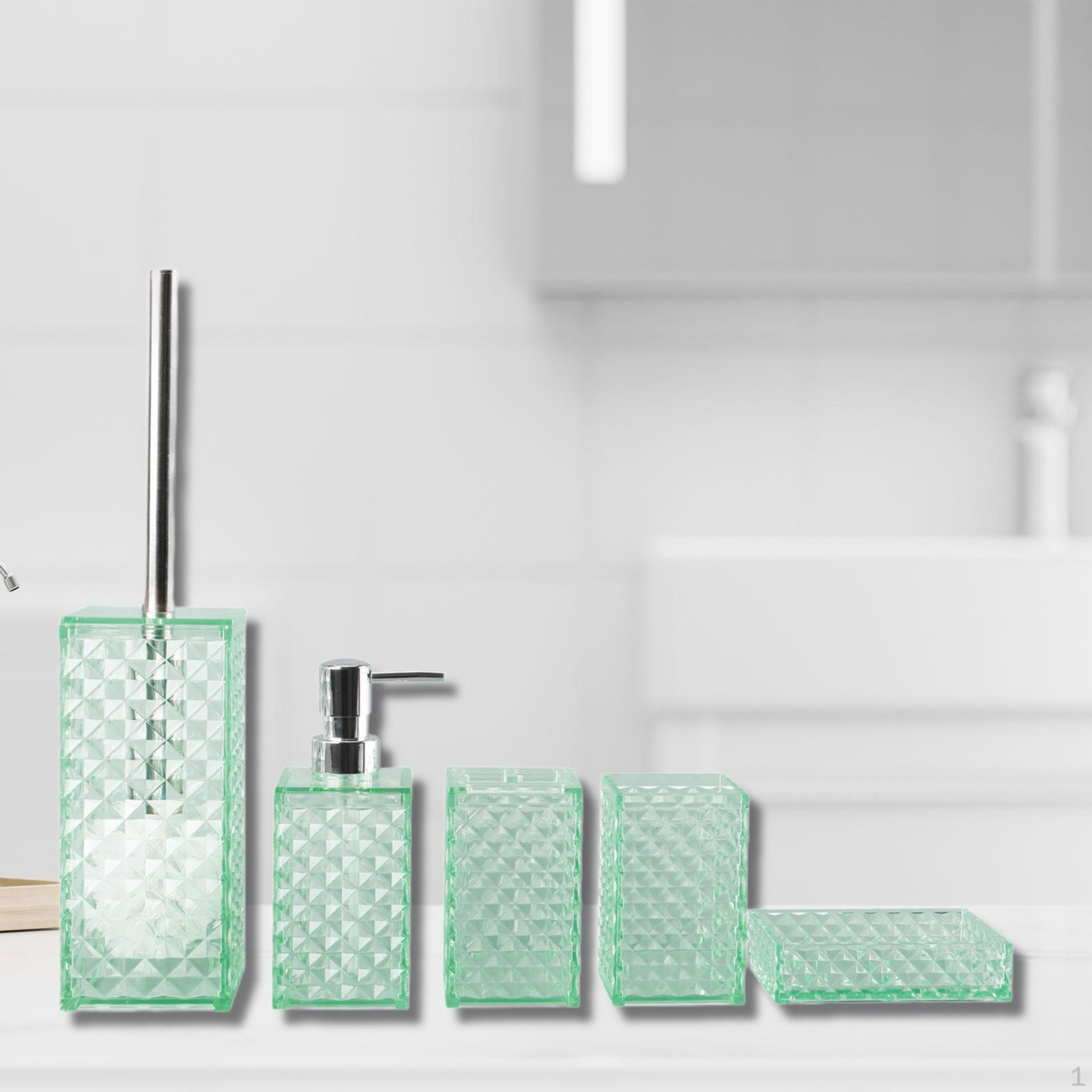 

5 Pieces Bathroom Accessory Set Soap Dish Decor Modern Practical Home Apartment Use Morandi Green