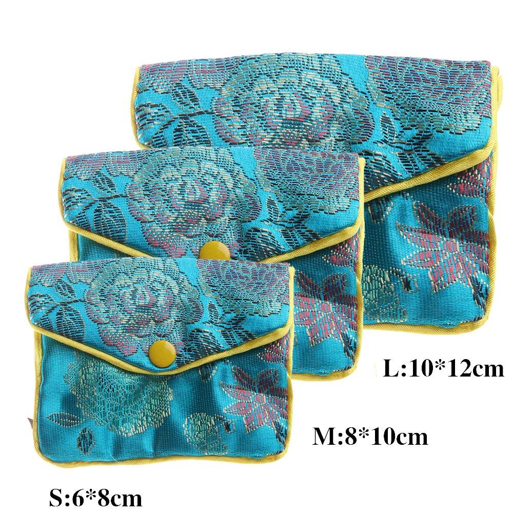 Gifts Necklace Purse Snap Floral Buckle Handmade Zipper Coin Purse Jewelery Bag Wallet Handbags Jewelery Storage