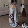 American Street Dance Alphabet Printed Straight Sweatpants Men's and Women's Hip Hop Trend Brand Loose Wide Leg Pants Sweatpants Dance Pants
