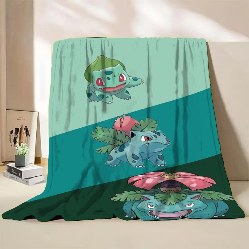 Pokemon Bulbasaur Flannel Throw Blanket for Bed Sofa Home Bedroom Office Travel Children's Cover Blankets Kids Winter Warm Gifts