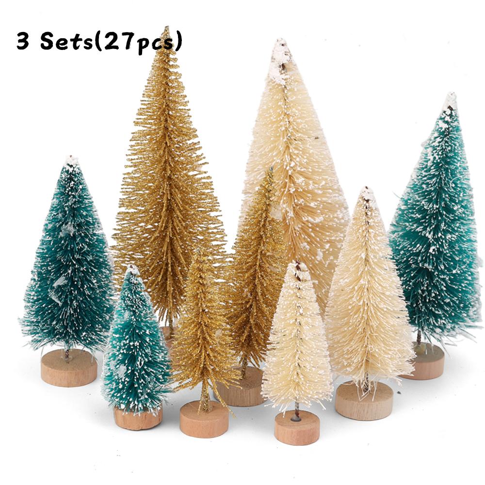 9~27 Stück(9 Teile / satz) Kleiner Weihnachtsbaum Zeder Kiefer Sisal Ornament Künstliche Simulation Mini Weihnachten Feiertagsparty Innendekoration