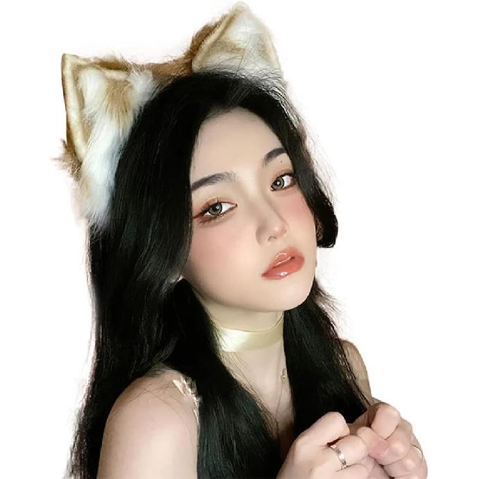 VIGVAN KYC Animal Ears Kawaii Plush Cat Ears Hair Clip Headdress Halloween Cosplay