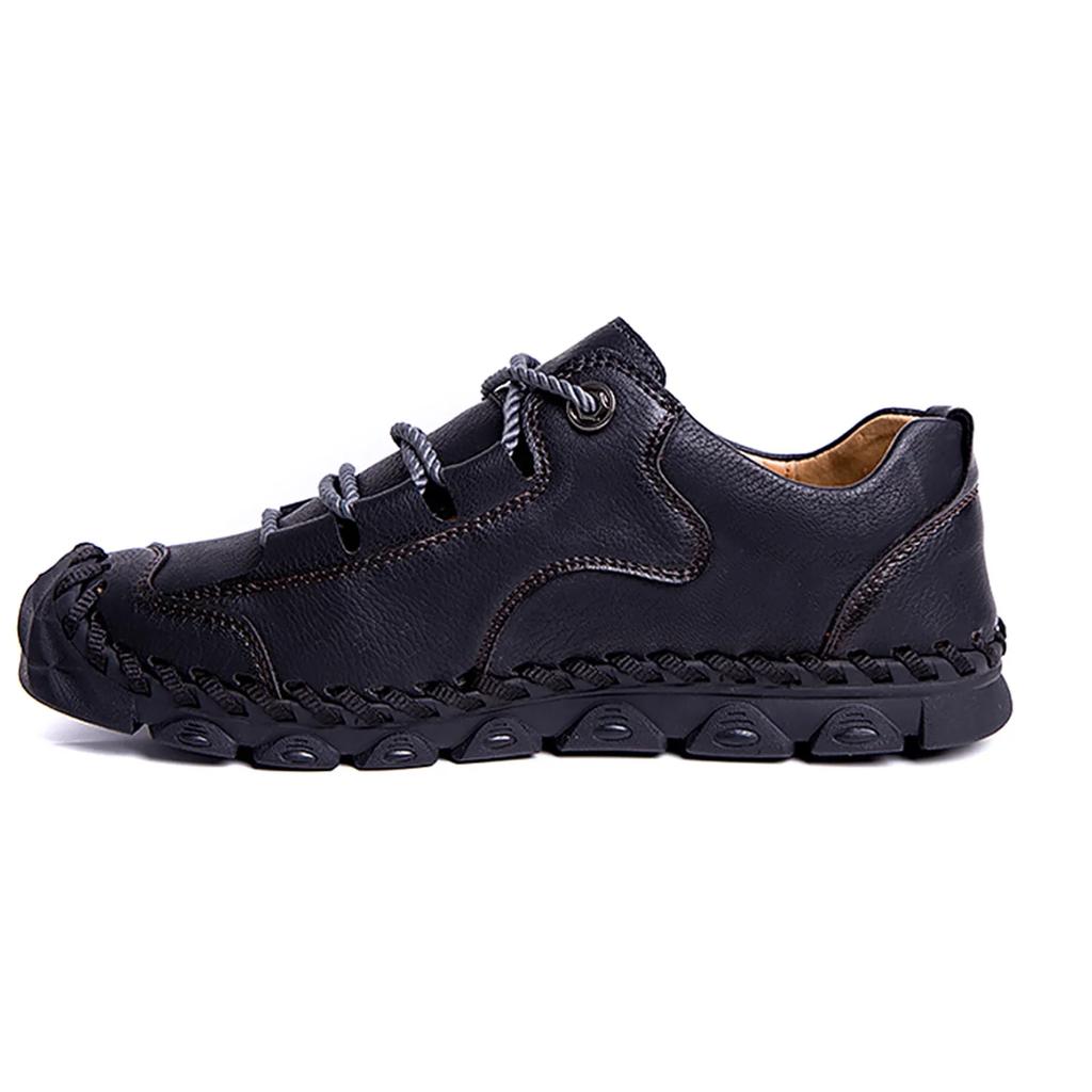 New Arrival Handmade Leather Casual Shoes for Men, Breathable Flat Sneakers In Split Leather with Sewing Thread