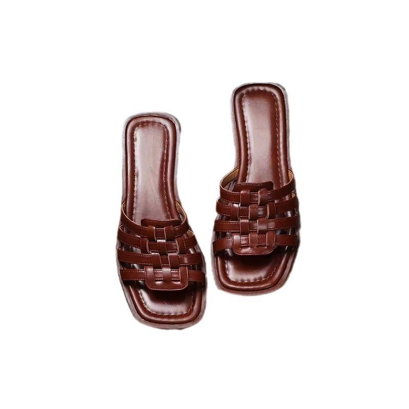 Great Easy To Wear~ Summer Flat-bottomed Slippers for Women Are Fashionable and Comfortable, One-word Drag Versatile Retro Sandals