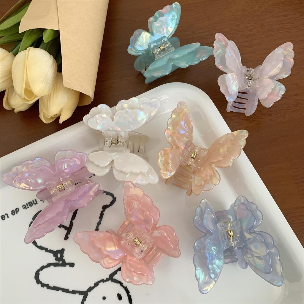 New Fairy Butterfly Hair Claw Acetate Crab Hair Clip Summer Sweet Princess Shark Clip for Women Girl Hairpin Hair Accessories