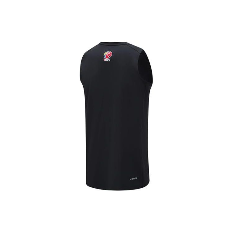 Li Ning Elite Series 23-24 Season Shenzhen Marco Polo Team Solid Color Comfortable Print Sleeveless T-Shirt Men T-Shirt Black AVST159-1